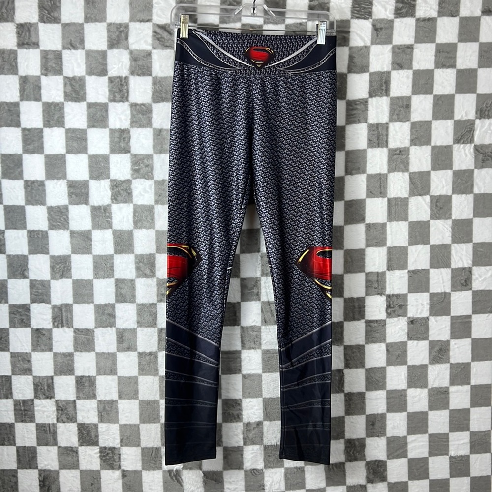 Woman's Superman Dark Hero Leggings- Spandex polyester workout gym pants M